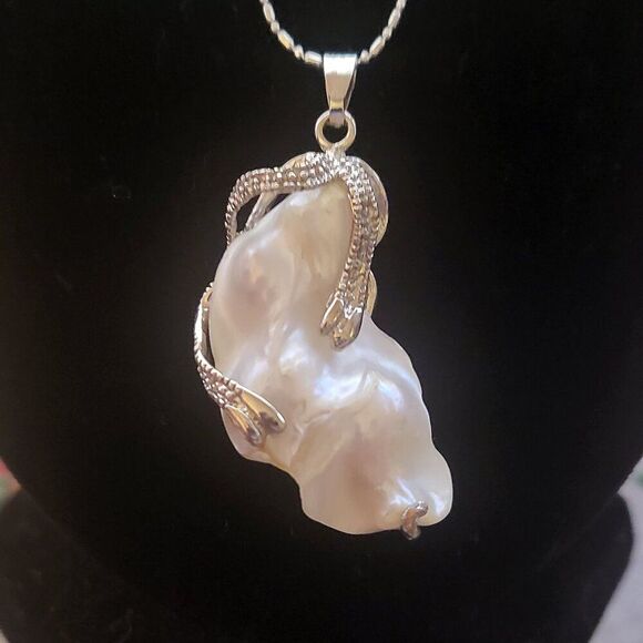 Large Keshi Pearl & Baroque Fresh Water Pearl Necklace & Earrings - Picture 2 of 11